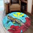 1sttheworld Round Carpet - Hawaii Turtle Hibiscus Ocean Round Carpet | 1sttheworld
