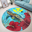 1sttheworld Round Carpet - Hawaii Turtle Hibiscus Ocean Round Carpet A95