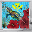 1sttheworld Shower Curtain - Hawaii Turtle Hibiscus Ocean Shower Curtain | 1sttheworld
