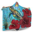 1sttheworld Hooded Blanket - Kiribati Turtle Hibiscus Ocean Hooded Blanket A95