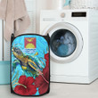 1sttheworld Laundry Hamper - Kiribati Turtle Hibiscus Ocean Laundry Hamper | 1sttheworld
