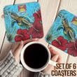 1sttheworld Coasters (Sets of 6) - Kiribati Turtle Hibiscus Ocean Coasters A95