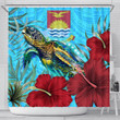 1sttheworld Shower Curtain - Kiribati Turtle Hibiscus Ocean Shower Curtain | 1sttheworld
