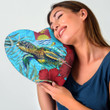 1sttheworld Heart Shaped Pillow - Kiribati Turtle Hibiscus Ocean Heart Shaped Pillow A95