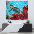 1sttheworld Tapestry - Kosrae Turtle Hibiscus Ocean Tapestry | 1sttheworld
