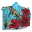 1sttheworld Hooded Blanket - Kosrae Turtle Hibiscus Ocean Hooded Blanket A95