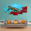 1sttheworld Canvas Wall Art - Kosrae Turtle Hibiscus Ocean Canvas Wall Art A95