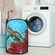 1sttheworld Laundry Hamper - Kosrae Turtle Hibiscus Ocean Laundry Hamper | 1sttheworld
