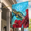 1sttheworld Flag - Kosrae Turtle Hibiscus Ocean Flag | 1sttheworld
