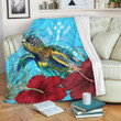 1sttheworld Premium Blanket - Kosrae Turtle Hibiscus Ocean Premium Blanket | 1sttheworld
