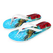 1sttheworld Flip Flops - Kosrae Turtle Hibiscus Ocean Flip Flops A95