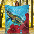 1sttheworld Premium Blanket - Kosrae Turtle Hibiscus Ocean Premium Blanket A95