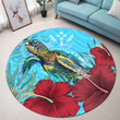 1sttheworld Round Carpet - Kosrae Turtle Hibiscus Ocean Round Carpet A95