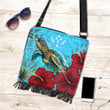 1sttheworld Crossbody Boho Handbag - Kosrae Turtle Hibiscus Ocean Crossbody Boho Handbag | 1sttheworld
