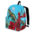 1sttheworld Backpack - Marshall Islands Turtle Hibiscus Ocean Backpack | 1sttheworld
