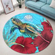 1sttheworld Round Carpet - Marshall Islands Turtle Hibiscus Ocean Round Carpet A95