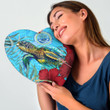 1sttheworld Heart Shaped Pillow - Micronesia Turtle Hibiscus Ocean Heart Shaped Pillow A95