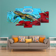 1sttheworld Canvas Wall Art - Micronesia Turtle Hibiscus Ocean Canvas Wall Art A95