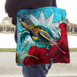 1sttheworld Tote Bag - Nauru Turtle Hibiscus Ocean Tote Bag | 1sttheworld

