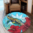 1sttheworld Round Carpet - Nauru Turtle Hibiscus Ocean Round Carpet | 1sttheworld
