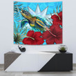 1sttheworld Tapestry - Nauru Turtle Hibiscus Ocean Tapestry | 1sttheworld
