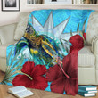 1sttheworld Premium Blanket - Nauru Turtle Hibiscus Ocean Premium Blanket A95