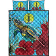 1sttheworld Quilt Bed Set - New Caledonia Turtle Hibiscus Ocean Quilt Bed Set A95