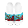 1sttheworld Slide Sandals - New Caledonia Turtle Hibiscus Ocean Slide Sandals A95