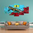 1sttheworld Canvas Wall Art - New Caledonia Turtle Hibiscus Ocean Canvas Wall Art A95