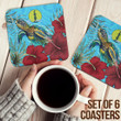 1sttheworld Coasters (Sets of 6) - New Caledonia Turtle Hibiscus Ocean Coasters A95