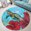 1sttheworld Round Carpet - American Samoa Turtle Hibiscus Ocean Round Carpet A95