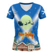 1sttheworld Xmas Clothing - Scotland V-Neck T-Shirt Merry Christmas A95