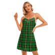 1sttheworld Women's Clothing - Wallace Hunting Green Tartan Women's V-neck Sleeveless Cami Dress A7 | 1sttheworld