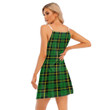 1sttheworld Women's Clothing - Wallace Hunting Green Tartan Women's V-neck Sleeveless Cami Dress A7