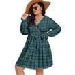 1sttheworld Women's Clothing - Chisholm Hunting Ancient Clan Tartan Crest Women's V-neck Dress With Waistband A7 | 1sttheworld