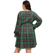 1sttheworld Women's Clothing - Chisholm Hunting Ancient Tartan Women's V-neck Dress With Waistband A7
