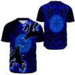 1sttheworld Clothing - Viking Raven and Compass - Blue Version - Baseball Jerseys A95 | 1sttheworld