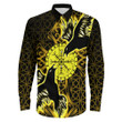 1sttheworld Clothing - Viking Raven and Compass - Gold Version - Long Sleeve Button Shirt A95 | 1sttheworld