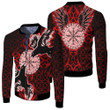 1sttheworld Clothing - Viking Raven and Compass - Red Version - Fleece Winter Jacket A95 | 1sttheworld