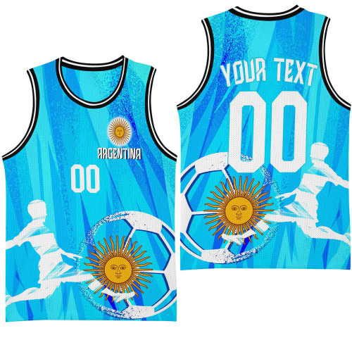 1sttheworld Clothing - (Custom) Argentina Football Fan - Basketball Jersey A7