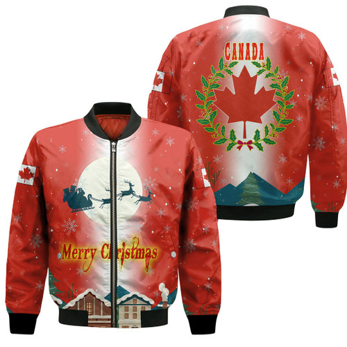 1sttheworld Xmas Clothing - Canada Zip Bomber Merry Christmas A95