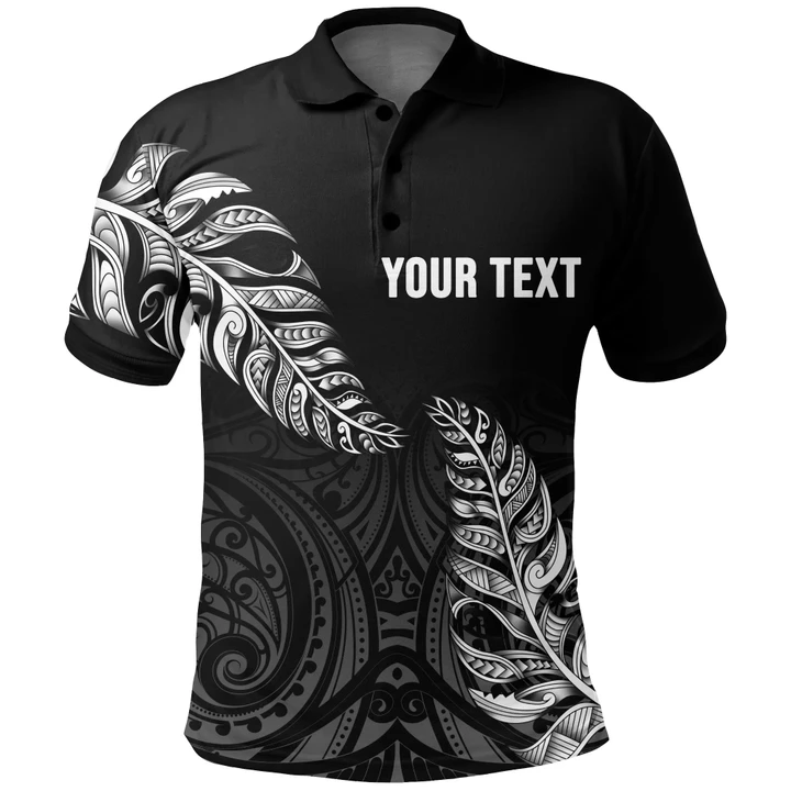 1stTheWorld Custom Aotearoa New Zealand - Maori Silver Fern Polo Shirt Black A10