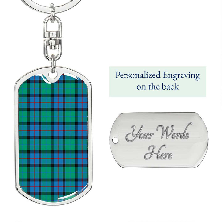 1sttheworld Jewelry - Flower Of Scotland Tartan Dog Tag with Swivel Keychain A7
