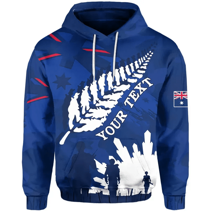 (Custom Personalised) Australian Anzac Day Hoodie Camouflage Mix Fern New Zealand