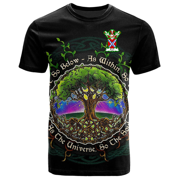 1sttheworld Tee - Tayre or Tayer Family Crest T-Shirt - Celtic Tree Of Life Art A7 | 1sttheworld