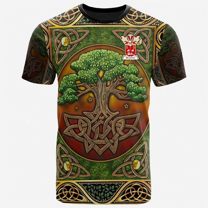 1sttheworld Tee - Slewman Family Crest T-Shirt - Celtic Tree Of Life A7 | 1sttheworld