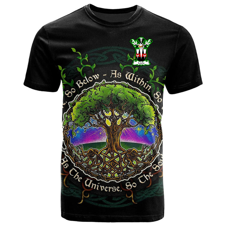 1sttheworld Tee - Lauty Family Crest T-Shirt - Celtic Tree Of Life Art A7 | 1sttheworld