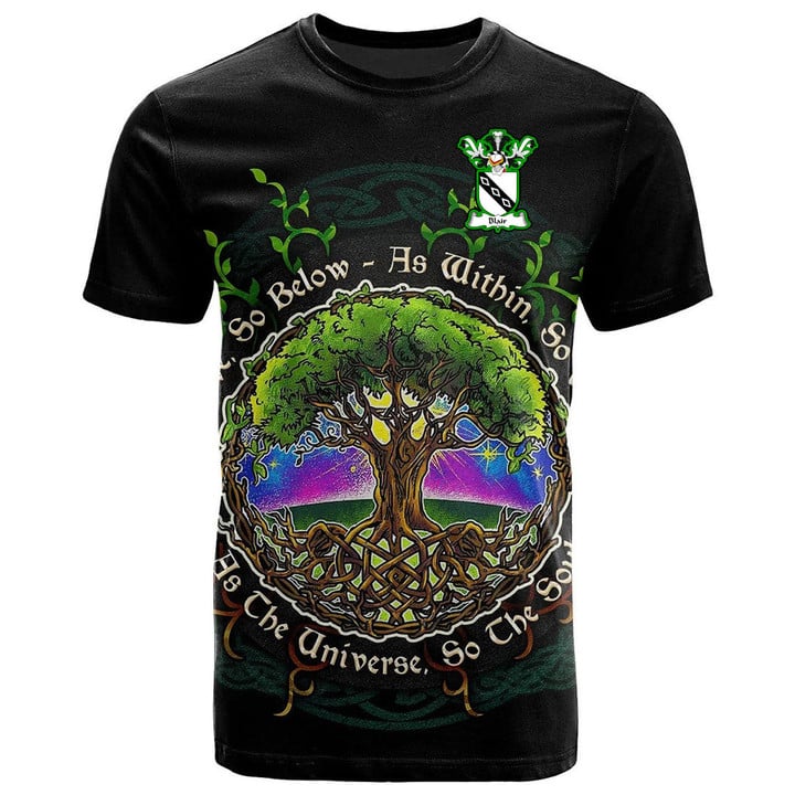 1sttheworld Tee - Blair Family Crest T-Shirt - Celtic Tree Of Life Art A7 | 1sttheworld