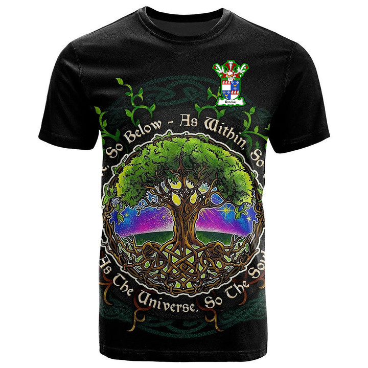 1sttheworld Tee - Ritchie Family Crest T-Shirt - Celtic Tree Of Life Art A7 | 1sttheworld