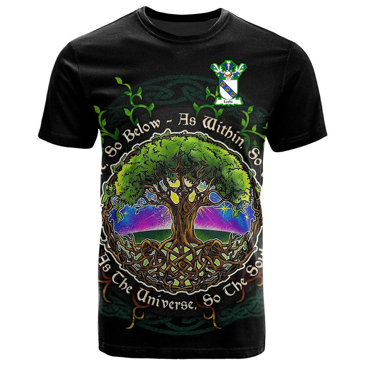 1sttheworld Tee - Leslie Family Crest T-Shirt - Celtic Tree Of Life Art A7 | 1sttheworld
